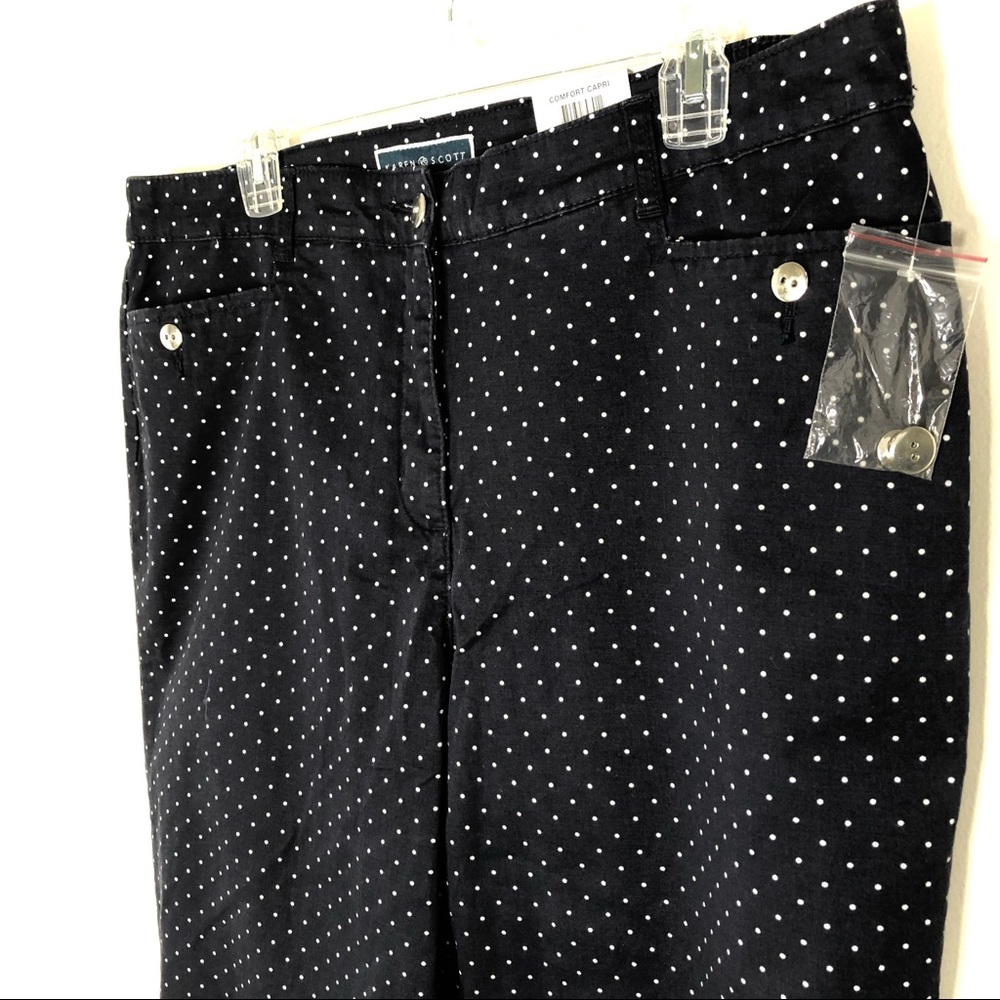 ❌SOLD❌ Karen Scott | NWT Comfort Capri Pants, Navy Blue & White Polka Dot, Sz 16 - Picture 15 of 17